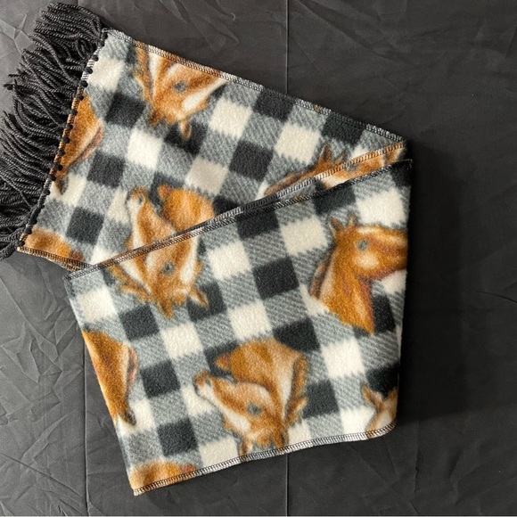 Source Unknown Other - Source Unknown Black and White Checkered Horse Scarf